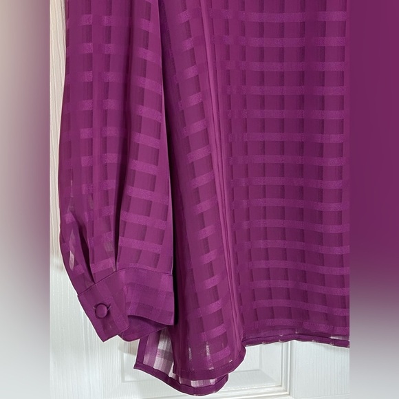 LIZ BAKER Women’s Plus Size Blousr Collared Long Sleeve Sheer Gingham Size 18W - Picture 6 of 9